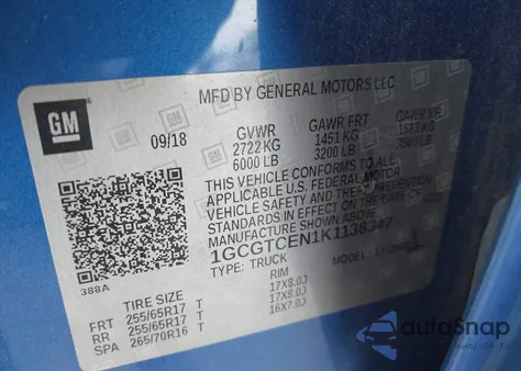 2019 Chevrolet Colorado Lt z USA, uszkodzony, nr VIN 1GCGTCEN1K1138347